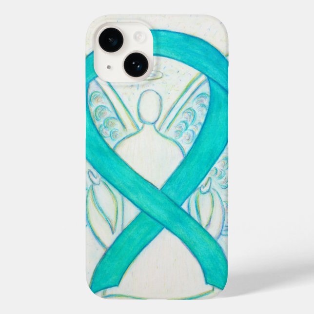 14 coque iphone d'angle de ruban turquoise pour la se (Verso)