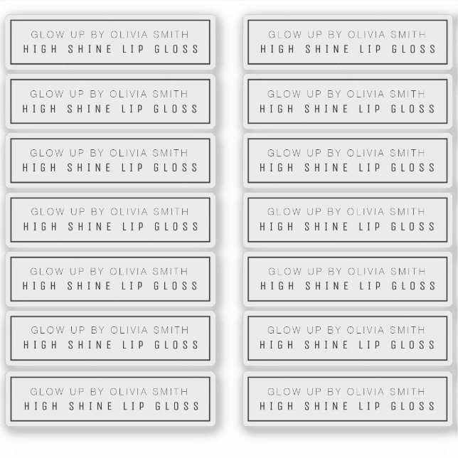 14 Étiquettes de Gloss Lip transparent 2,9 X 0,85  (Devant)