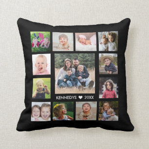14 Familienfotocollage kreieren Ihr eigenes Schwar Kissen