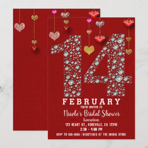 14. Februar 14. Hearts Valentins Brautparty Einladung