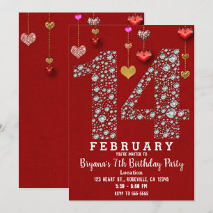 14. Februar 14. Rotherzen Valentinstag Party Einladung