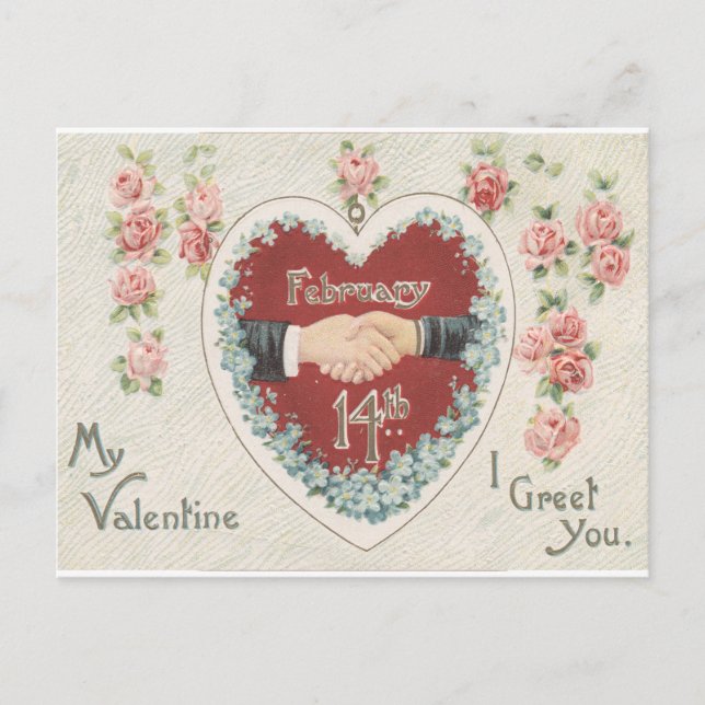 14. Februar | Vintager Valentinstag Postkarte (Vorderseite)