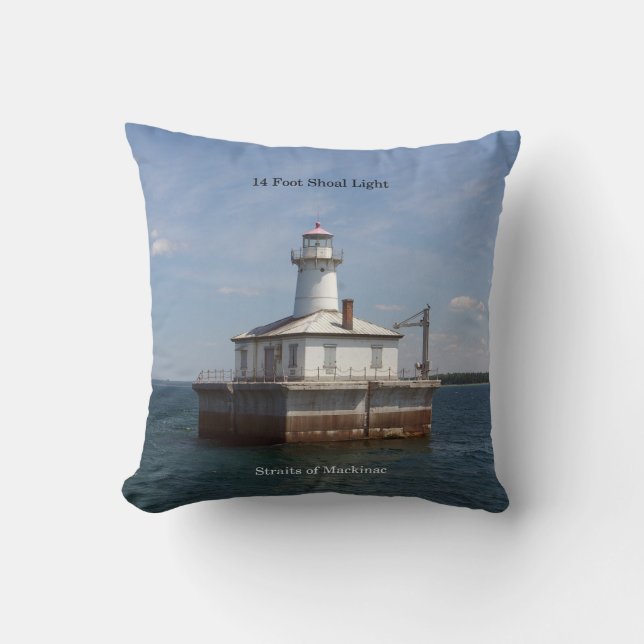 14 Foot Shoal Light Square Kopfkissen Kissen (Vorderseite)