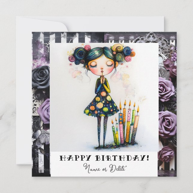 *_* 14 FOTO Geburtsname Whimsical Gothic Einladung (Vorderseite)