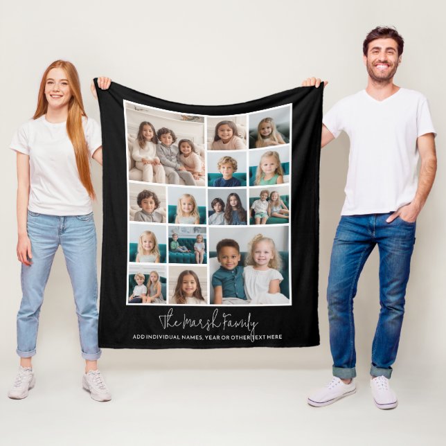 14 FotoCollage mit kalligrafischem Typ - Schwarz Fleecedecke (Beispiel)