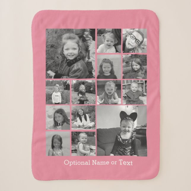 14 FotoCollage - Schwarz Rosa hinzufügen Ihre Foto Sherpadecke (Vorderseite)