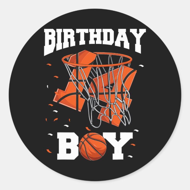 14. Geburtstag Basketball Kinder Runder Aufkleber (Vorderseite)