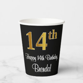 14. Geburtstag - Elegante Luxuriöse Imitate Gold L Pappbecher