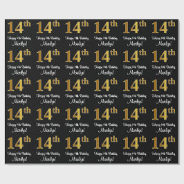 14. Geburtstag: Elegante Luxuriöse Imitate Gold Lo Geschenkpapier