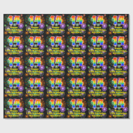 14. Geburtstag: Fun Fireworks, Rainbow Look # "14" Geschenkpapier