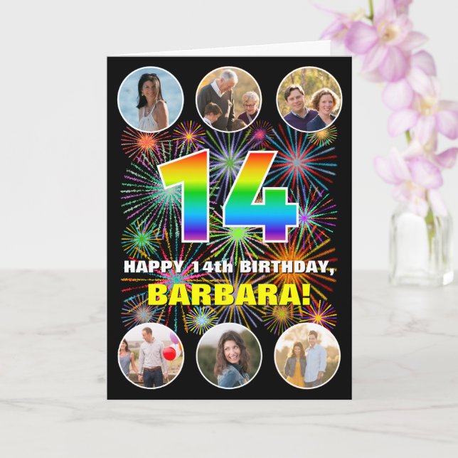 14. Geburtstag: Fun Rainbow #, Individuelle Name & Karte (Orchidee)