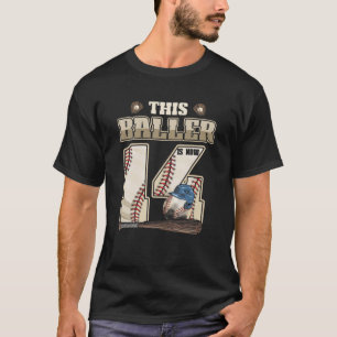 14. Geburtstag Jungen vier Jahre alter Baseballspi T-Shirt