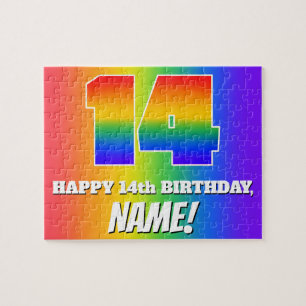 14. Geburtstag — mehrfarbiges Regenbogenmuster "14