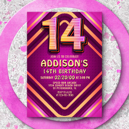 14. Geburtstag Neon Einladung