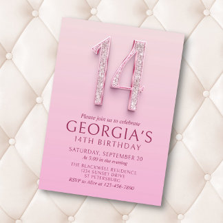 14. Geburtstag Pink Diamonds Einladung