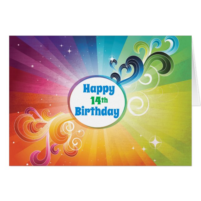 14. Geburtstag Religious Card Rainbow Segen (Vorderseite (Horizontal))