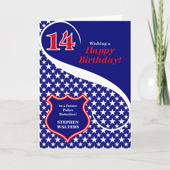 14. Geburtstag Thema Rechtsdurchsetzung mit Namen Karte (Vorderseite)