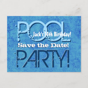 14. Geburtstags-Pool-Party Save the Date V014 Ankündigungspostkarte