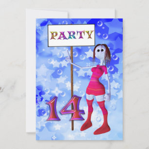 14. Geburtstagsparty - Unterschrift - Einladung
