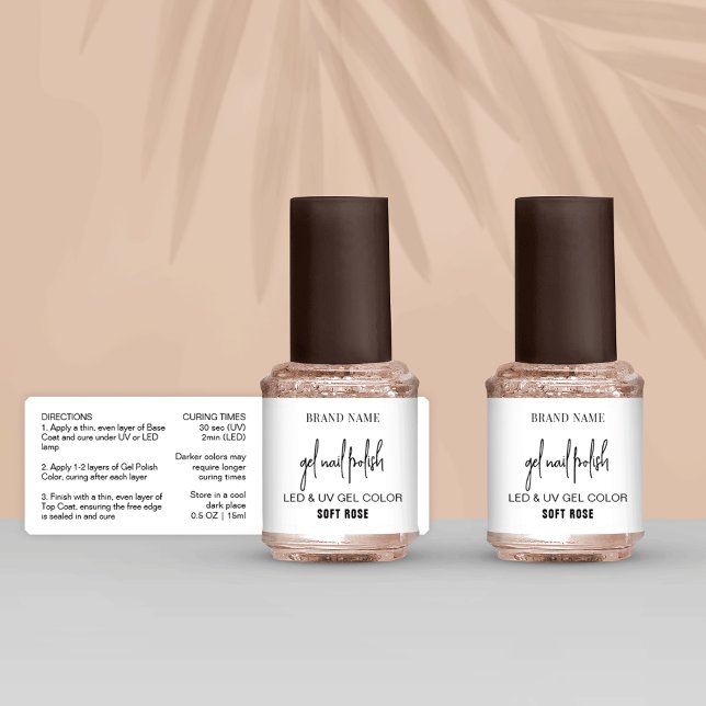 14 Gel Nail Polnisch 15 ml Flaschenetiketten Minim Aufkleber (Simple Gel Nail Polish Labels in black and white - fully editable 14 nail varnish bottles stickers)