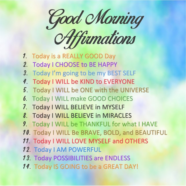 14 Gute Morgennachweise - positives Denken Aufkleber (Vorderseite)