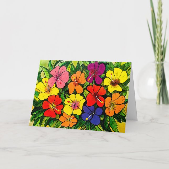 14 - Hibisken Color Blume Card Karte (Vorderseite)