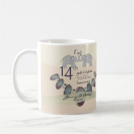 14. Hochzeit-Anniversary-Opal & Elefanten Kaffeetasse
