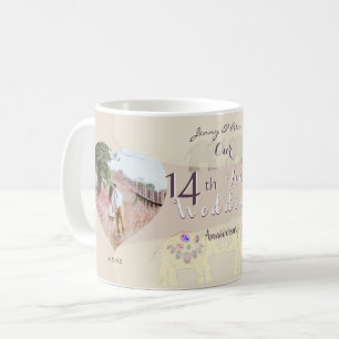 14. Hochzeitsjubiläum Elfenbein Kaffeetasse