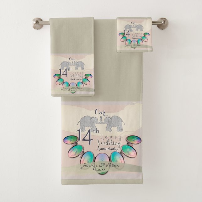 14. Hochzeitskandal von Elfenbein Badhandtuch Set (Insitu)