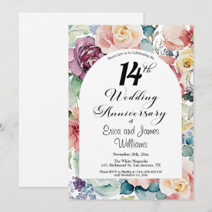 14. Hochzeitstag Elegantes Drehbuch Einladung