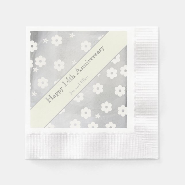 14. Hochzeitstag, Elfenbeinjubiläum Serviette (Vorderseite)