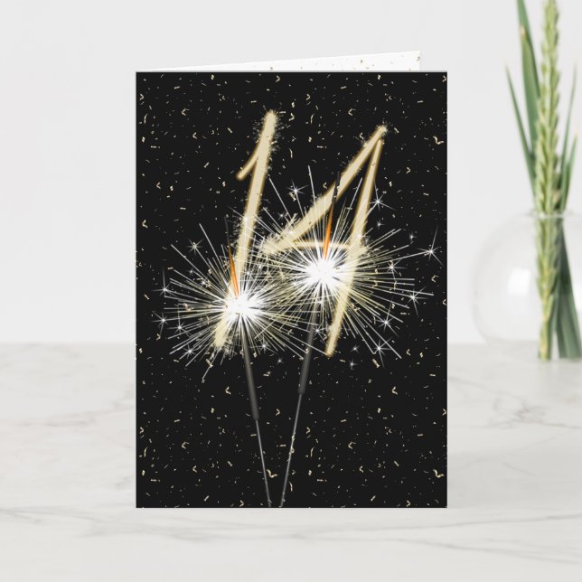 14. Hochzeitstag Sparkler Karte (Vorderseite)