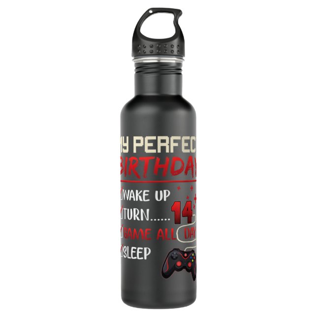 14 Jahre alter Gamer Geschenkboy Teen 14. Perfect  Edelstahlflasche (Vorderseite)