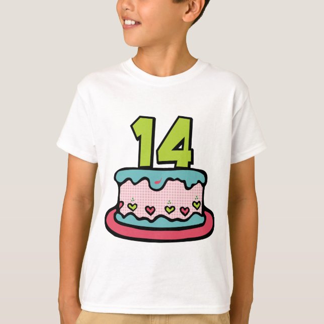 14-jähriger Geburtstagskuchen T-Shirt (Vorderseite)