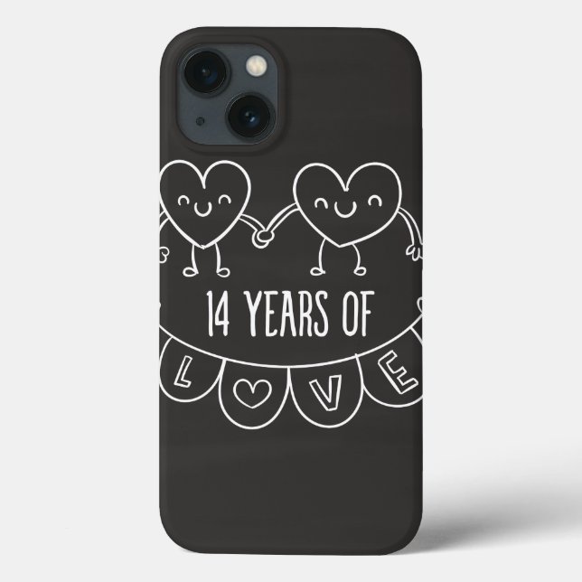 14. Jubiläum Geschenk Chalk Herzen Case-Mate iPhone Hülle (Rückseite)