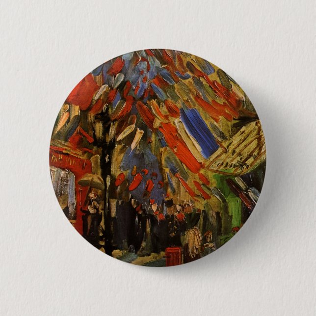 14. Juli Feier in Paris von Vincent van Gogh Button (Vorderseite)