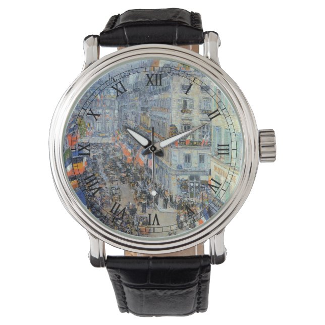14. Juli, Rue Daunou von Childe Hassam Armbanduhr (Vorderseite)