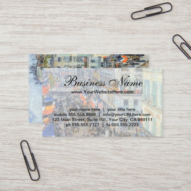 14. Juli, Rue Daunou von Childe Hassam Visitenkarte (Vorderseite/Rückseite Beispiel)