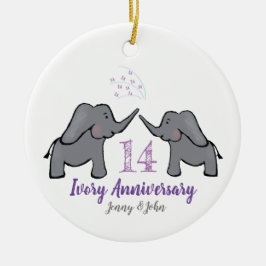 14. lila Jubiläum des ElfenbeinElefanten Keramik Ornament