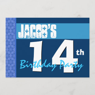 14. Modern Blue Star Muster Teen Geburtstag Einladung