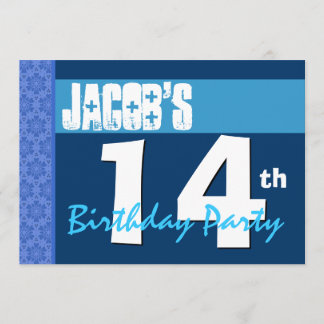 14. Modern Blue Star Muster Teen Geburtstag Einladung