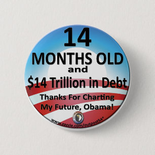 $14 Monats-alte Schulden Button