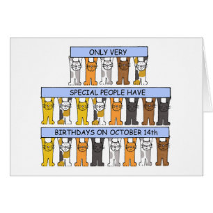 14 octobre Anniversaire Cute Cartoon Cats