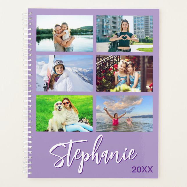 14 Photo Collage Personalized Pale Purple Planer (Vorderseite)