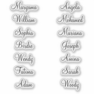 14 prénoms   Autocollants de calligraphie élégants