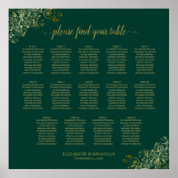 14 Tabelle Emerald Green Wedding Seating Chart Gol