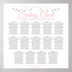 14 Tabelle Rosa und Grau Hochzeitstabelle Poster