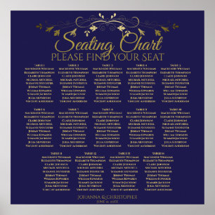 14 Tableau Élégant Gold & Marine Mariage Seating C
