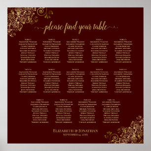 14 Tableau Lacy Gold Mariage Places de siège Aubur