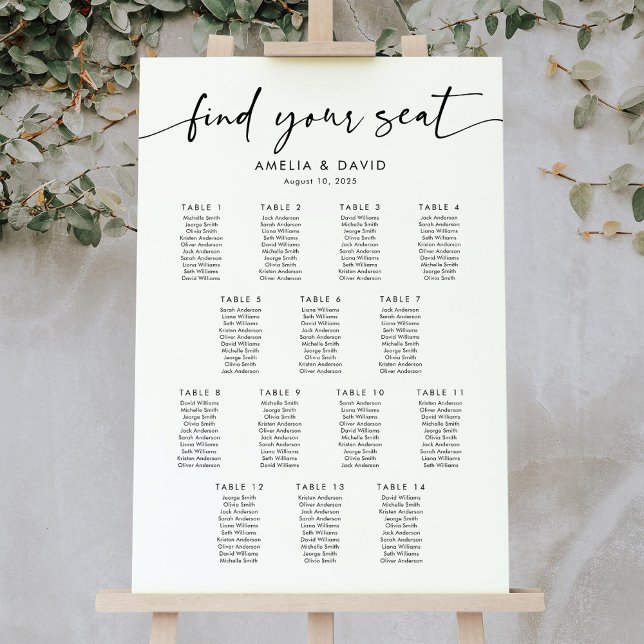 14 Tableaux Trouvez Votre Siège Tableau De Sièges (Créateur téléchargé)